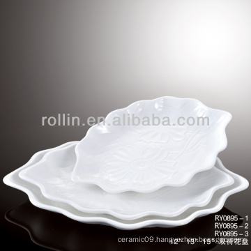 15" white Lotus Leaf Plate, crockery lotus leaf shape plate